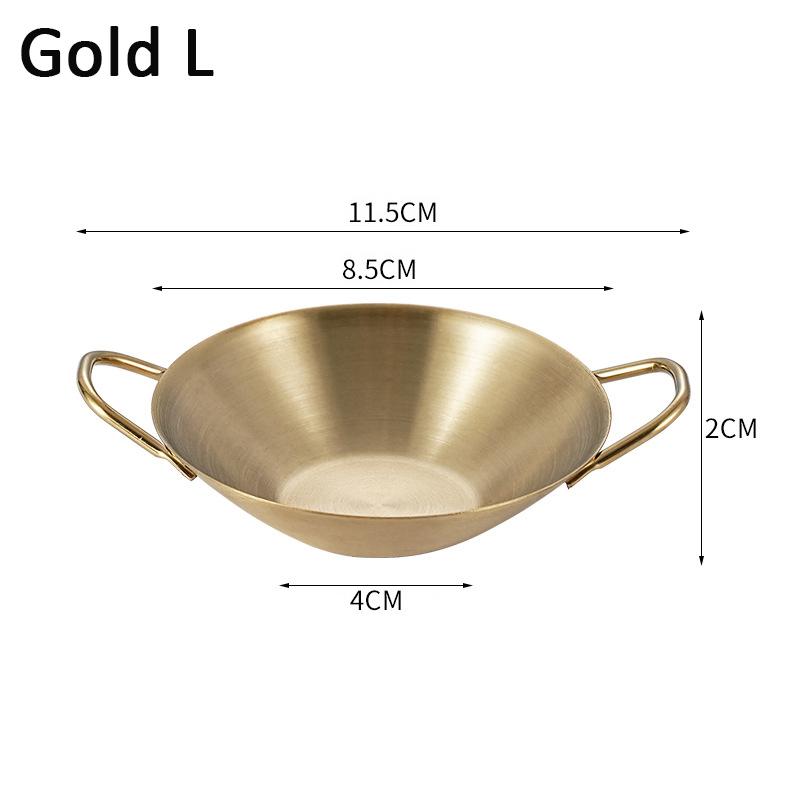 

304 нержавеющая сталь корейская приправа блюдо с двойной миской для ушей горшок миска для окунания для столовой кухонные принадлежности L золотой
