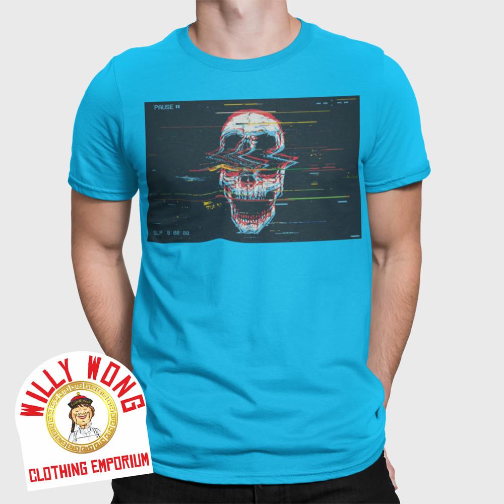 Skull Glitch TV T-Shirt Retro Tee 70s 80s 90s  Classic Gift Horror Zombie Love Unisex T-Shirt L