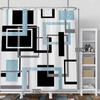 Baocicoo Modern Geometric Shower Curtain Sets Black White Blue Shower Curtains for Bathroom Geometry Squares Abstract Minimalism