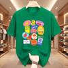 Summer Unisexs Fruit Stickers Graphic Print Tshirt Streetwear Oversized Loose Casual Short Sleeve Suitable For All Seasons Tops