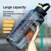 Portable Large Capacity Sports Water Bottle Plastic Cup Leak-proof With Straw And Time Marker For Home Outdoor Sports