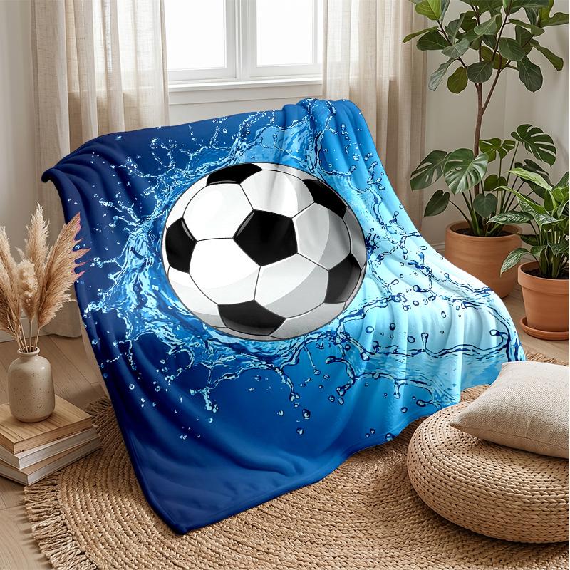Soccer Ball In Stadium Theme Blanket Lightweight Warm Flannel Blanket Decorative Throw Blanket for Home Decoration
