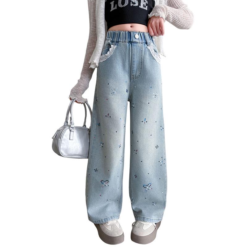 Girls' Wide-Leg Jeans - Summer/Autumn 2025 Style for Big Kids & Middle Schoolers