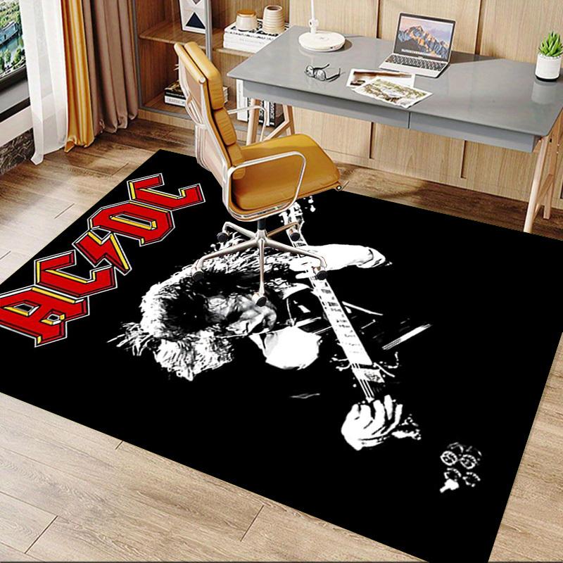 1pc AC/DC Guitar Home Office, Durable Polyester Floor Mat with Easy, Office Decor, Urban Style, Nonslip Backing