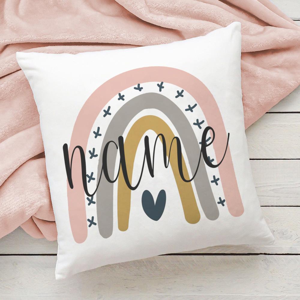 Personalised Rainbow Pillow Case Custom Cushion Cover Adult Children Name Customize Pillowcase Home Housewarming Birthday Gifts