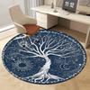 1pc Tree of Life and Sun and Moon Round Rug - Non-slip, fade-resistant polyester floor mat for living room, bedroom
