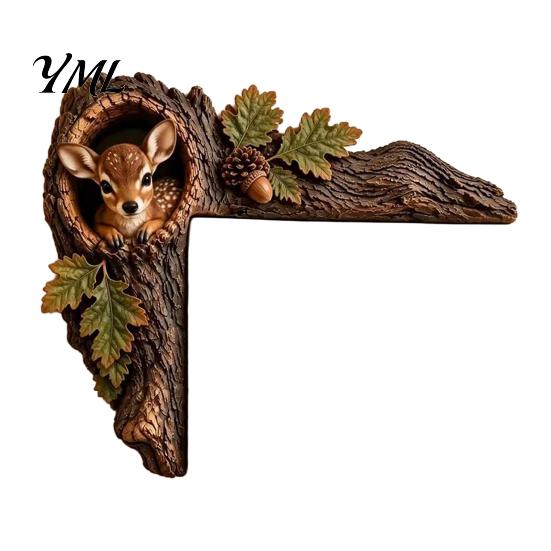 Decorative Accents for Reading Nooks Chipmunk Tree Door Topper, Squirrel Owl Wooden Frame Sign, Funny Whimsical Woodland Decor Animals Corner