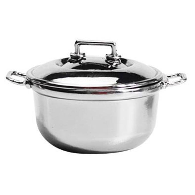 1/12 Dollhouse Miniature Imitated Stainless Steel Casserole Kitchen Cookware