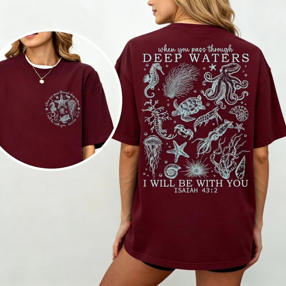 T-shirt Animal Marin Chrétien Chemise Vie Marine Côtière T-shirt Tendance Plage Verset Biblique Vêtements Foi T-shirt Femme