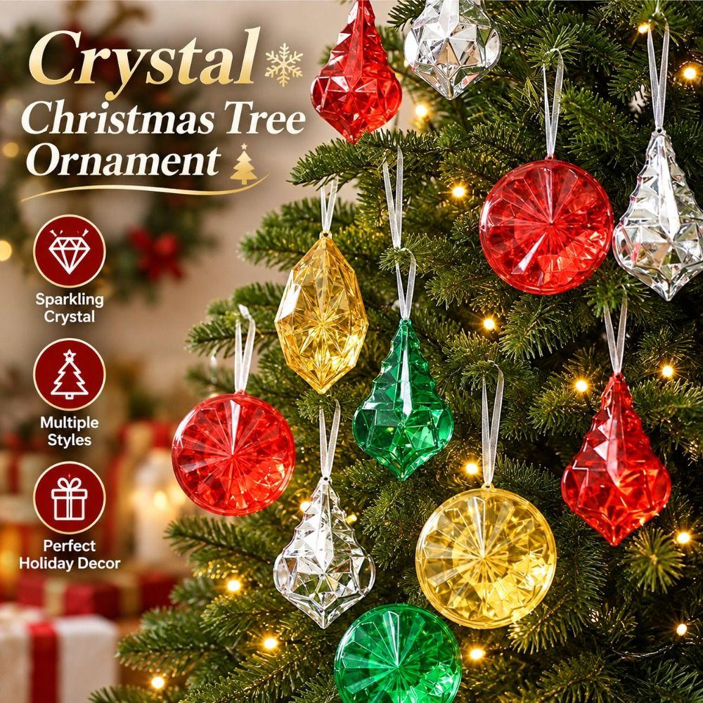 Faceted Christmas Tree Ornament Plastic Faceted Tree Ornament Window Hanging Decor