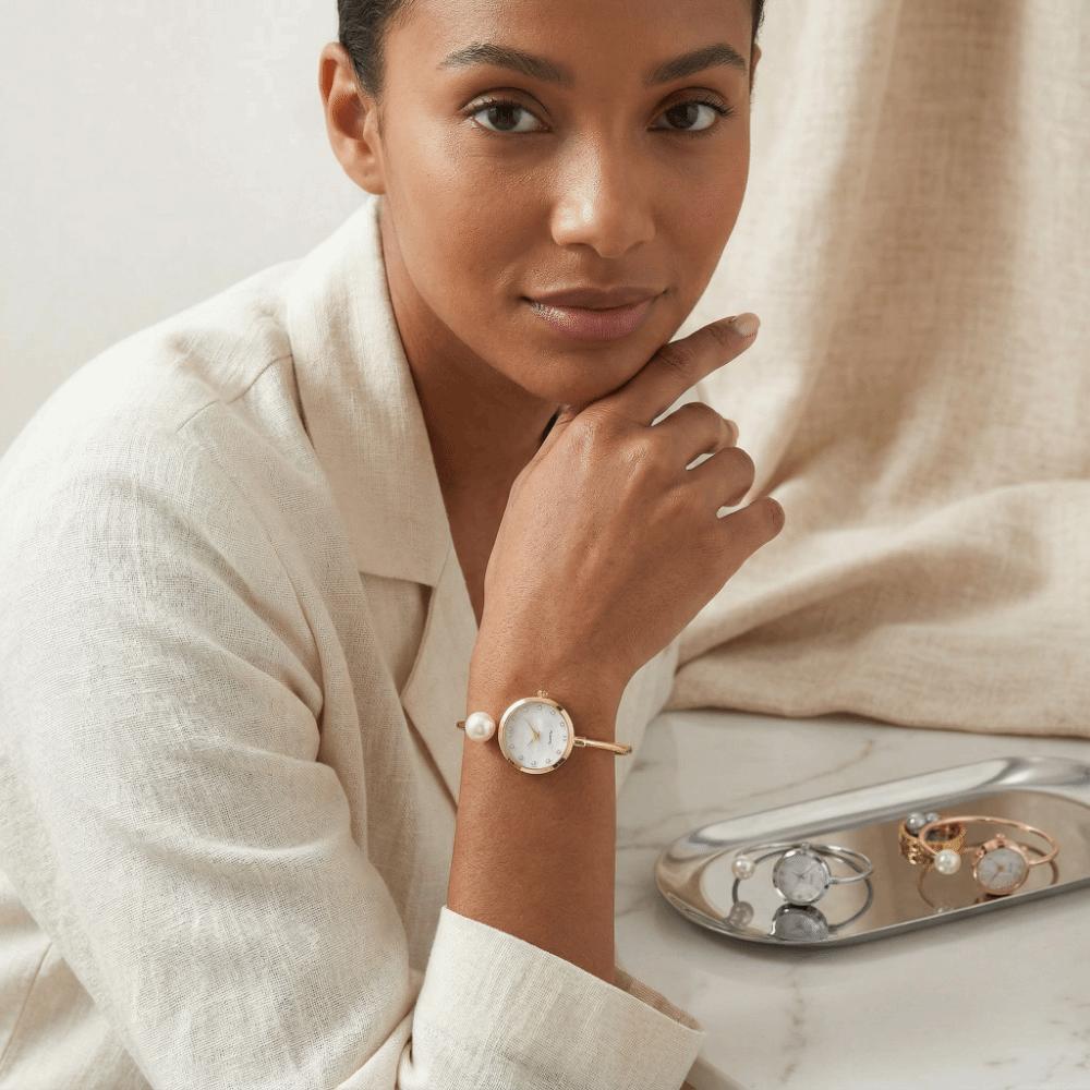 Gemstone Quartz Quartz Wristwatch Elegant Rhinestone Dial Watch Gift Pearl Bracelet Watch  Wedding