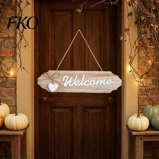 Rustic Home Welcome Decor Front Door Sign, Pastoral Style Wall Decoration, Wooden Hanging Decorations for Ornament with Hemp Rope Entrance