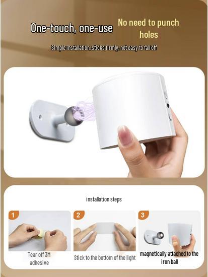 Wireless Magnetic Charging Wall Light - Punch-Free Installation for Bedroom, Corridor, or Picture Lighting