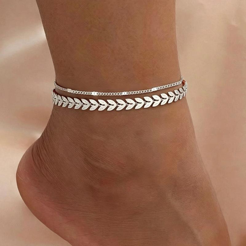 European and American Hot-Selling Double-Layer Heart Anklet - Minimalist Beach Jewelry for Women