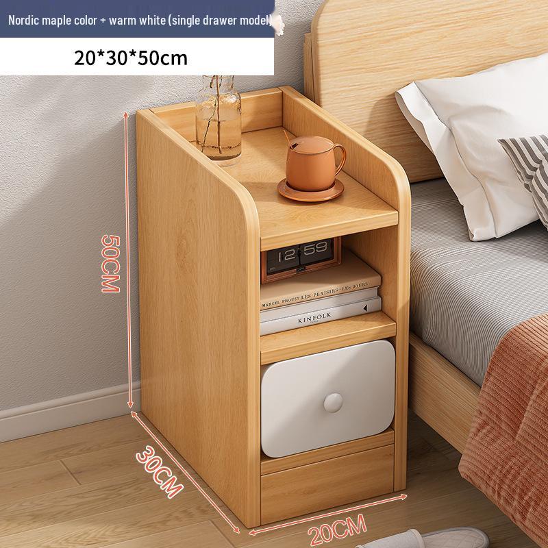 Compact Bedside Table with Storage Shelf for Small Spaces