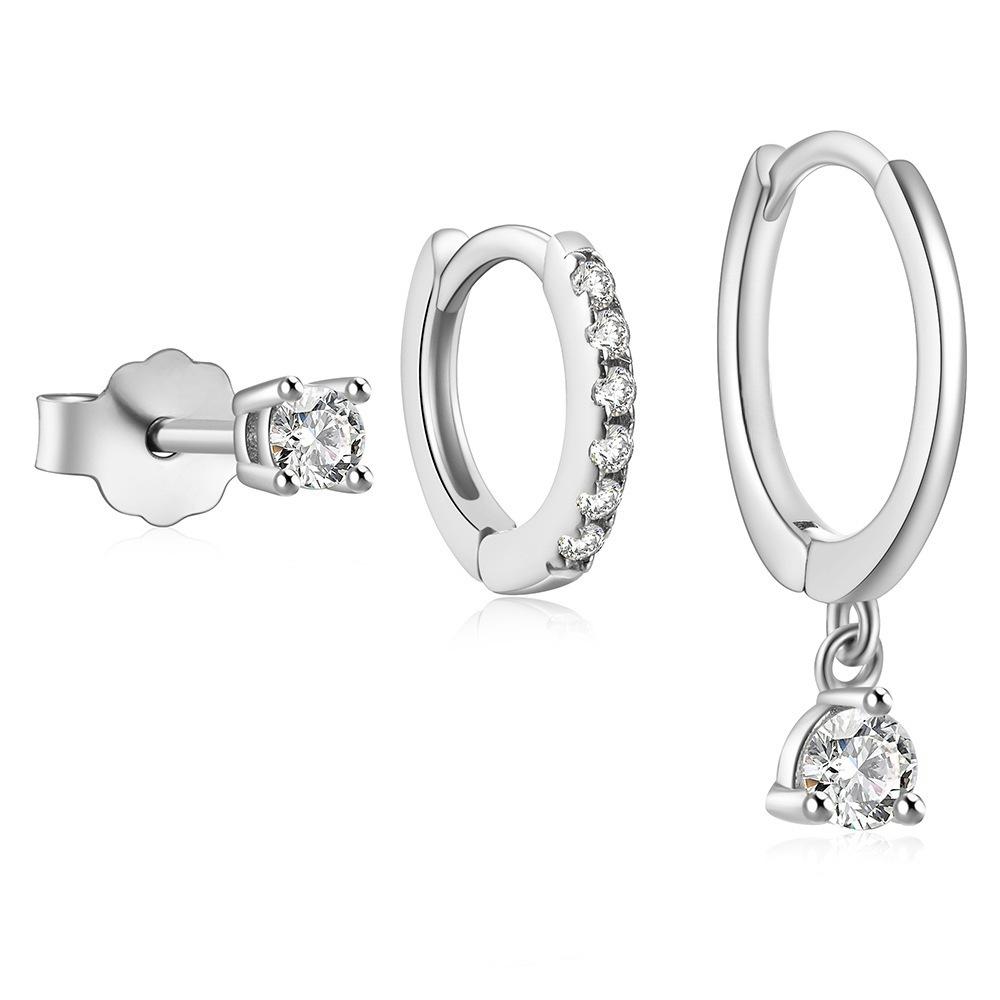 3pcs Dainty Cartilage Huggie Earrings Set 925 Sterling Silver 14K Gold Post Hypoallergenic for Multiple Piercing with Gift Box