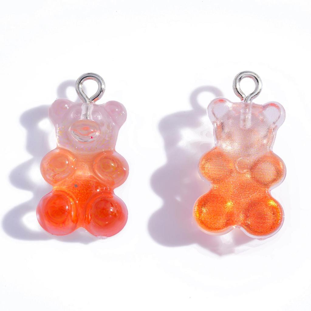 Colorful Transparent Bear Resin Pendant for DIY Jewelry and Keychains