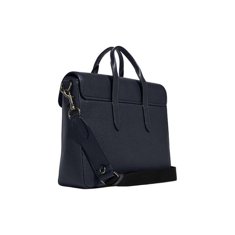 New COACH Sullivan Cow Leather Briefcase, Handbag, Shoulder Bag, Crossbody Bag Large Men's Black Blue C9875-QBMQ