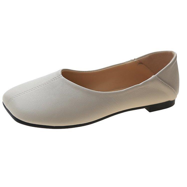 

Лето весна и лето новая одинарная обувь женская квадратный носок мелкий вырез мода два способа носки повседневные балетки 40 бежевый