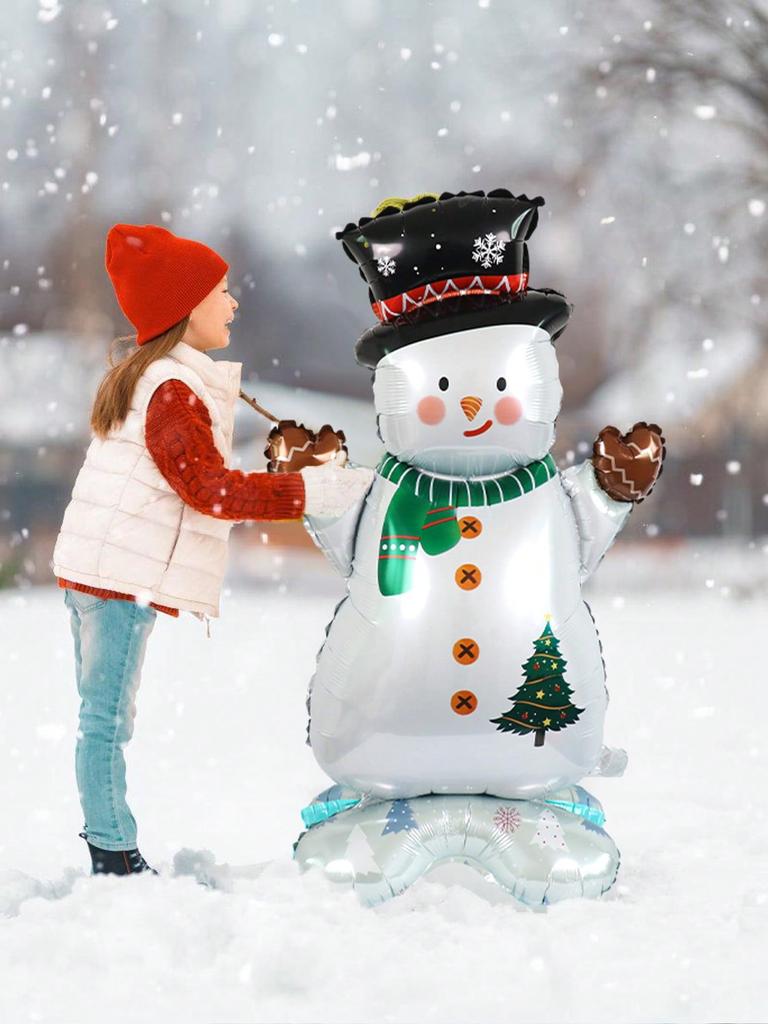 1pc Christmas Snowman Balloon, 4D Standing Foil Balloon, Suitable for Christmas Party Decoration Supplies