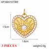 3PCS/LOT CARLIDANA Evil Eye Charms, Gold Plated Stainless Steel Zircon Pendants for DIY Jewelry Making