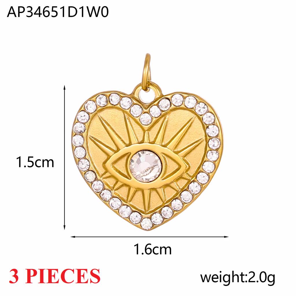 3PCS/LOT CARLIDANA Evil Eye Charms, Gold Plated Stainless Steel Zircon Pendants for DIY Jewelry Making