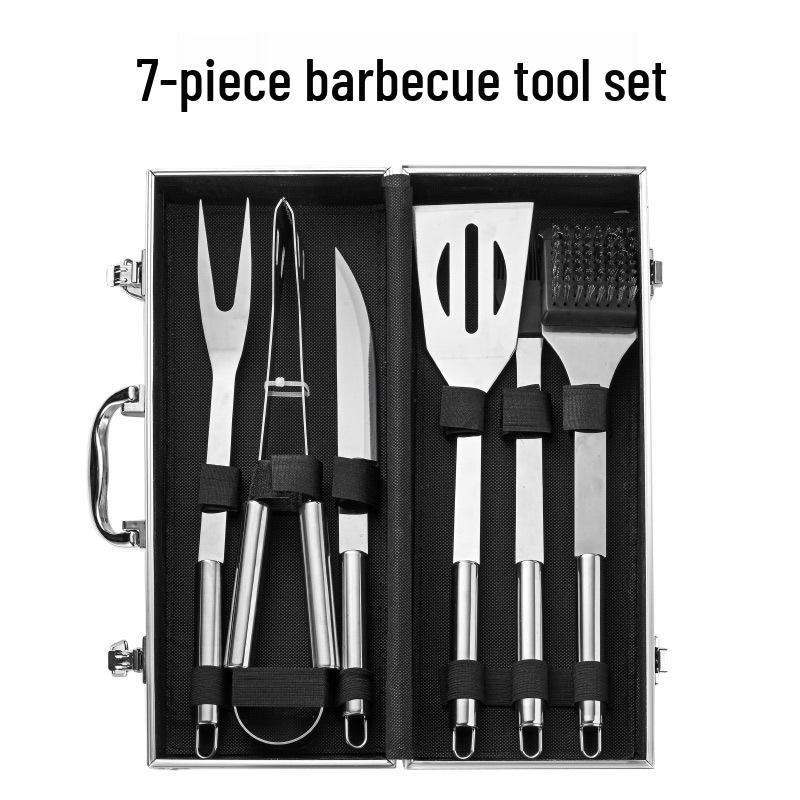 Meigo Stainless Steel BBQ Tool Set, 32 Pieces, with Portable Cloth and Aluminum Case Options, New.