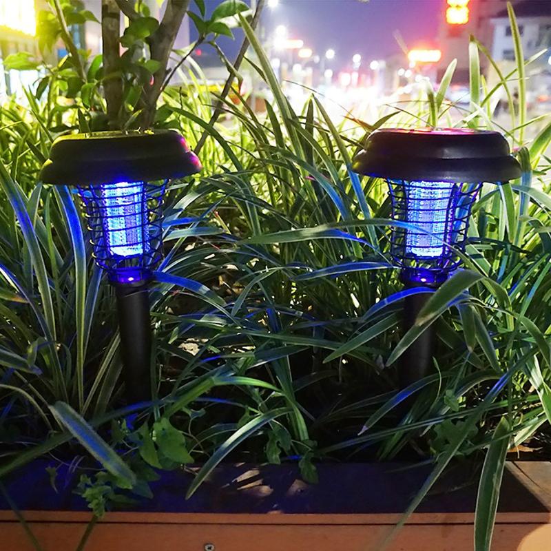 Solar Mosquito Killer With 2 Light Mode Outdoor Waterproof Led Light Bug Zapper Mosquito Repellent Lamp For Garden Lawn Camping