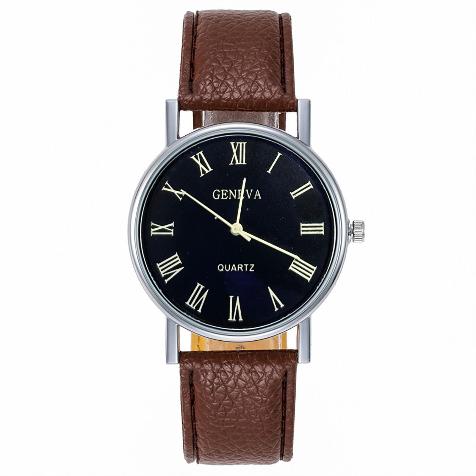 

Модные роскошные мужские кварцевые аналоговые часы из искусственной кожи D