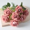 7-Head Artificial Rose Realistic Fake Flower Bouquet Home Office Wedding Party Indoor Outdoor Faux Bloom Table Centerpiece Decoration