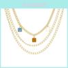 Trendy Geometric Square Smile Face Necklace For Women Stylish Layered Pendant Jewelry