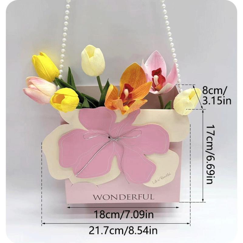1Pc Portable Flower Basket Rose Flower Wrapping Box Gift Bag For Wedding Birthday Christmas Party Flower Bouquet Decor Supplies