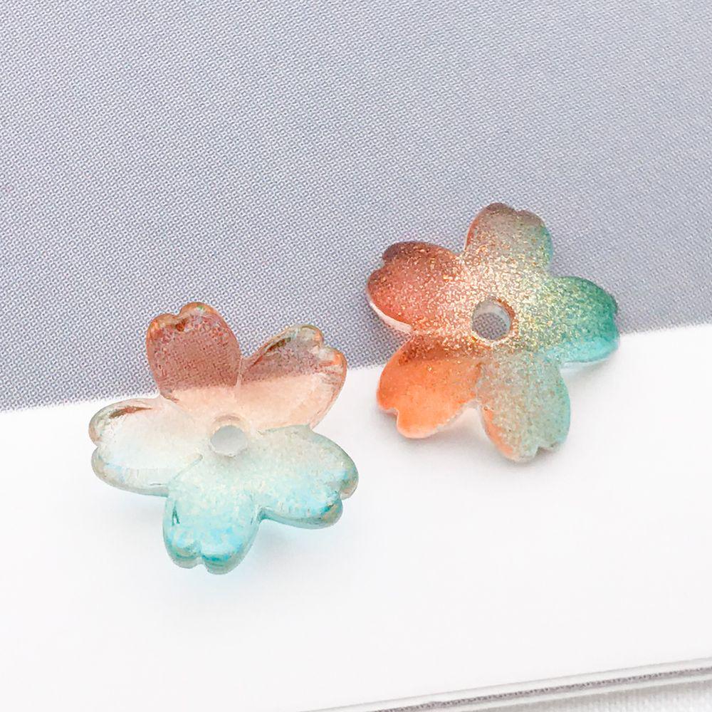 50 Multicolor Transparent Gradient Cherry Blossom Petal Charms for DIY Jewelry