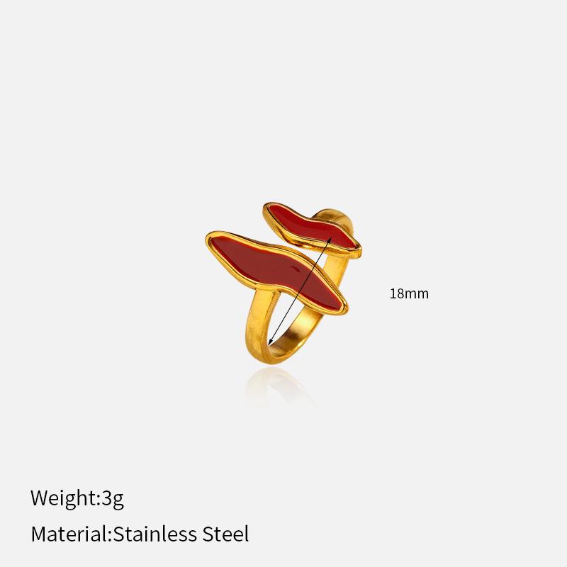 Chenhe jewelry women's high-end sense niche design fashionable non-fading jewelry stainless steel enamel open ring