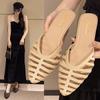 Spring and Summer New Slippers Women's Outer Wear Temperament Literary and Retro Pointed Low Thick Heel Sandals Pig Cage Shoes