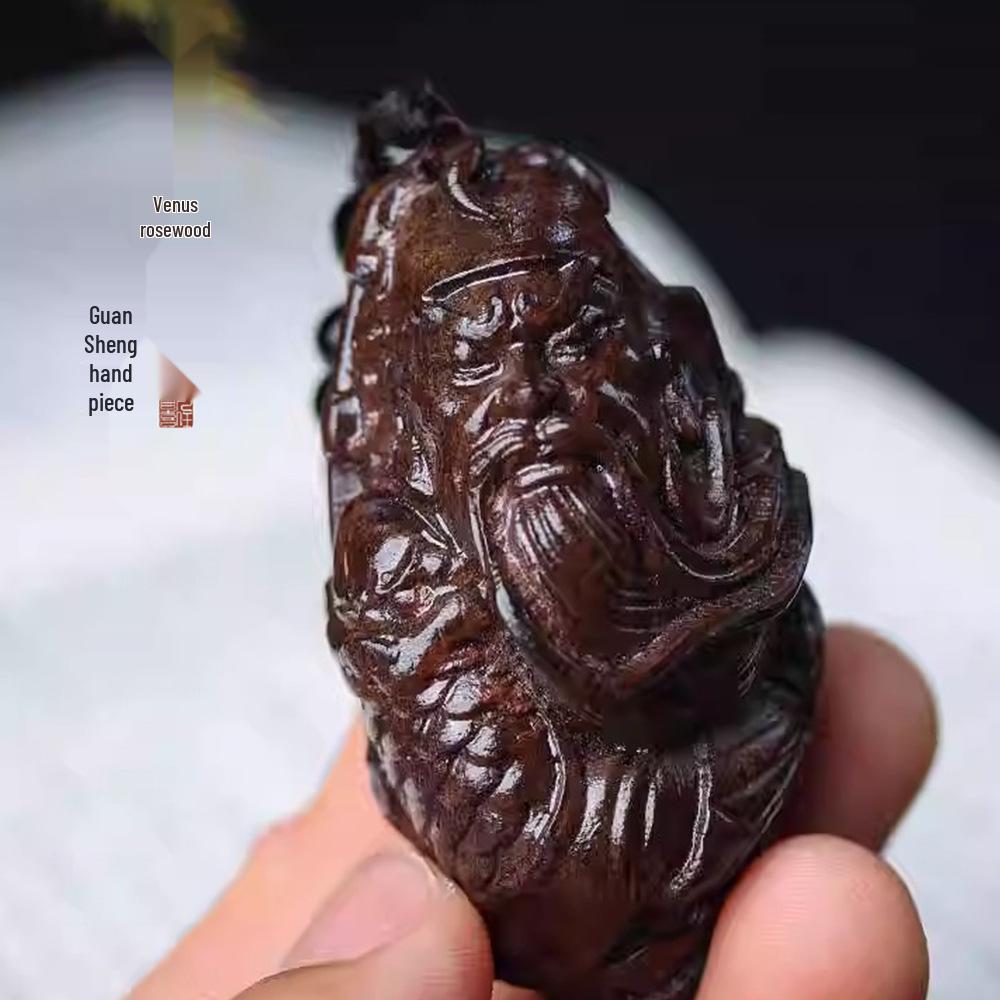 Venus Rosewood Hand-Carved Guan Gong Pixiu Pendant Ornament