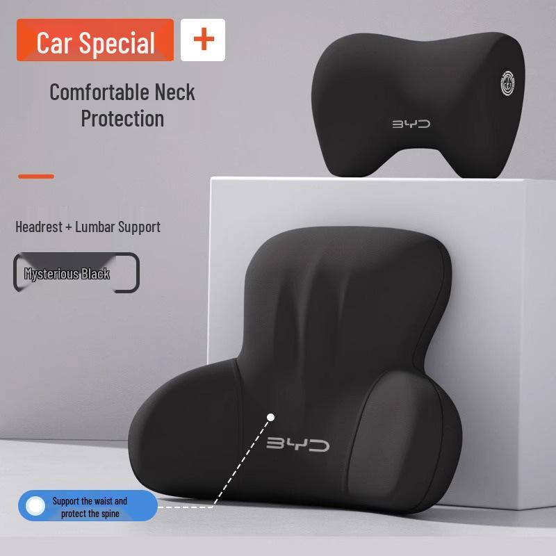 Příslušenství pro vozy BYD: Opěrky hlavy, Bederní opěrky, Polštářky a Chrániče krku pro modely Qin Plus, Song Pro, Seagull, Seal, Han.