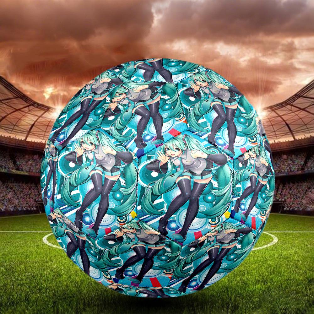 Miku Anime Indoor Soccer Ball Size 5 Colorful All Ages Machine Stitched PVC Competition Ready Durable High-Bounce