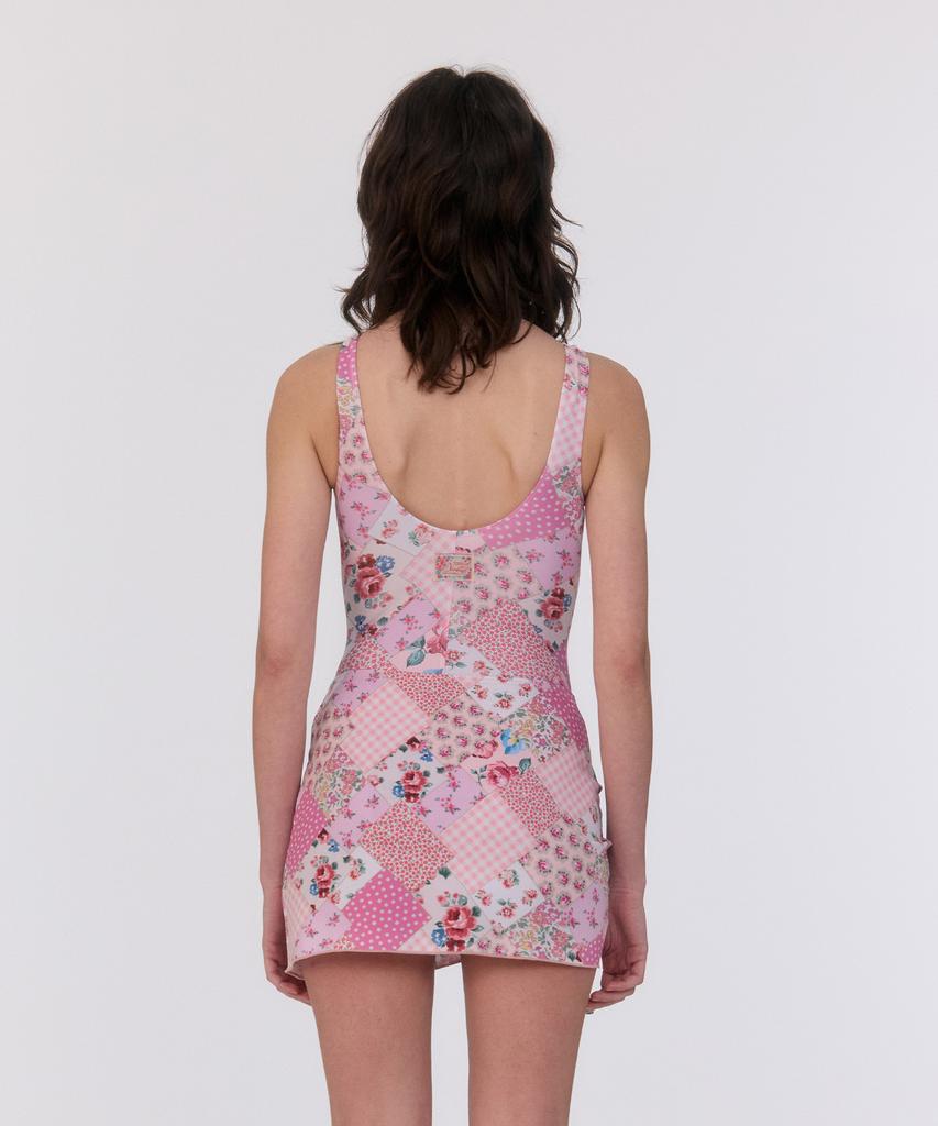 Lupeulupeu Shirred Cover-Up Skirt [Bohemian Patchwork Pink]