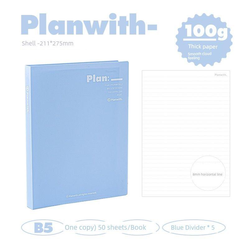 

Planwith Clover Loose-Leaf Notebook Book Thickened Good-looking Removable Inner Page Notebook for Correction Notepad Blue B5-blue