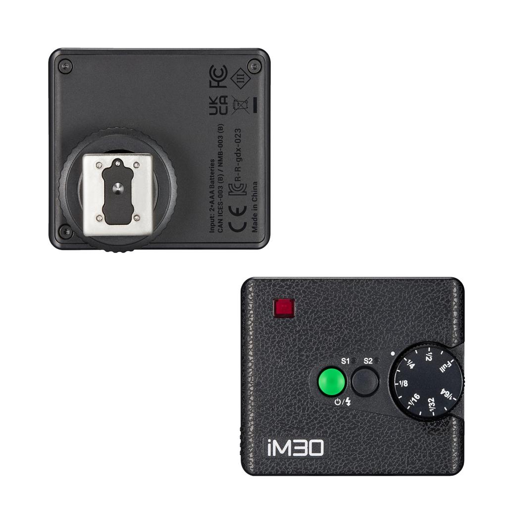 Godox Flash IM30 Camera Pocket 6500K 200K Color 7 Power Levels 15 Guide Indexes Flash, ± Temperature, S1/S2 Dimming, (1/64~1/1), (ISO 100, Metric)