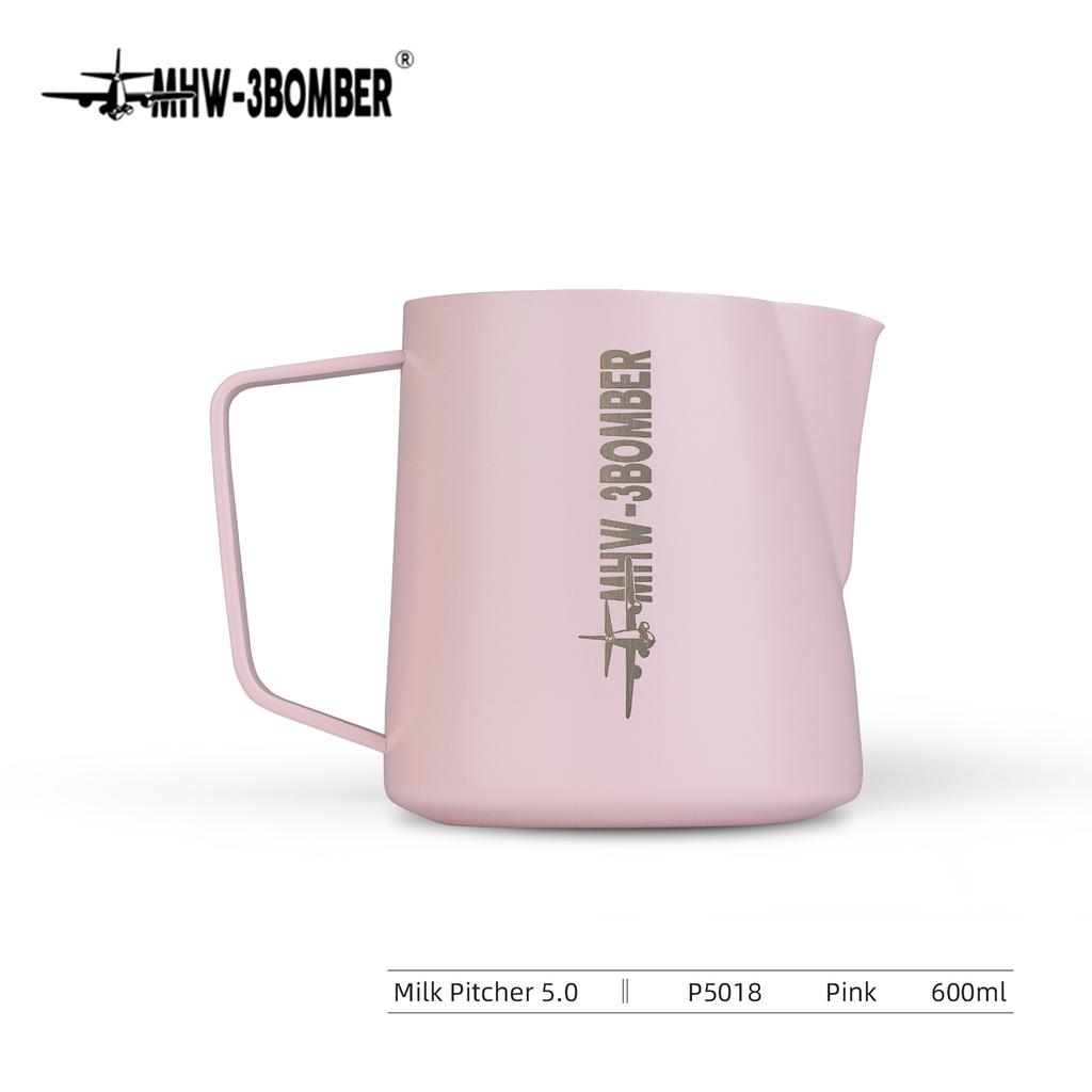 MHW-3BOMBER Nerezová konvička na pěnění mléka 500/600ml Cappuccino Latte Art Džbánek na pěnění mléka Elegantní příslušenství pro domácího baristu