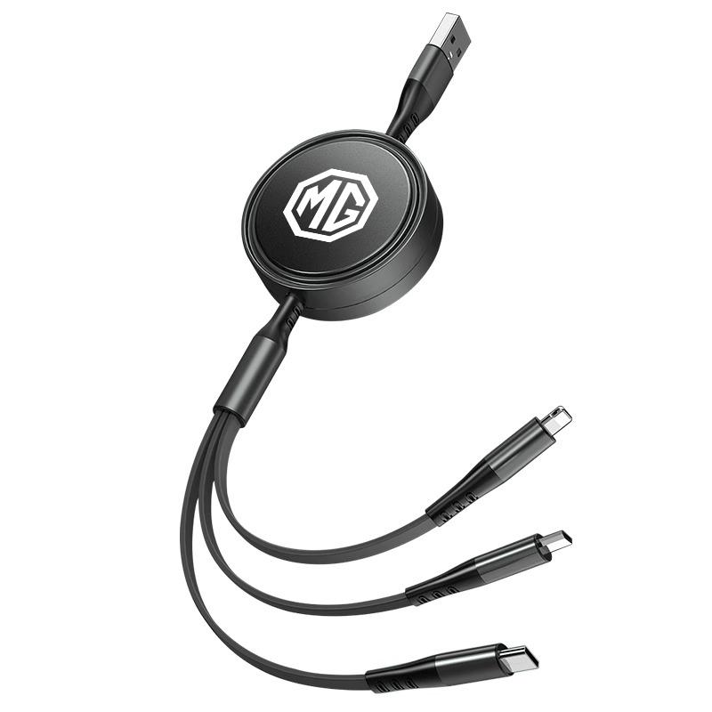 Car Charging Cable 3 In 1 USB Cable For Lightning Type C Micro USB Fast Charging Cable For Morris Garages MG 3 5 6 7 HS ZS GS H