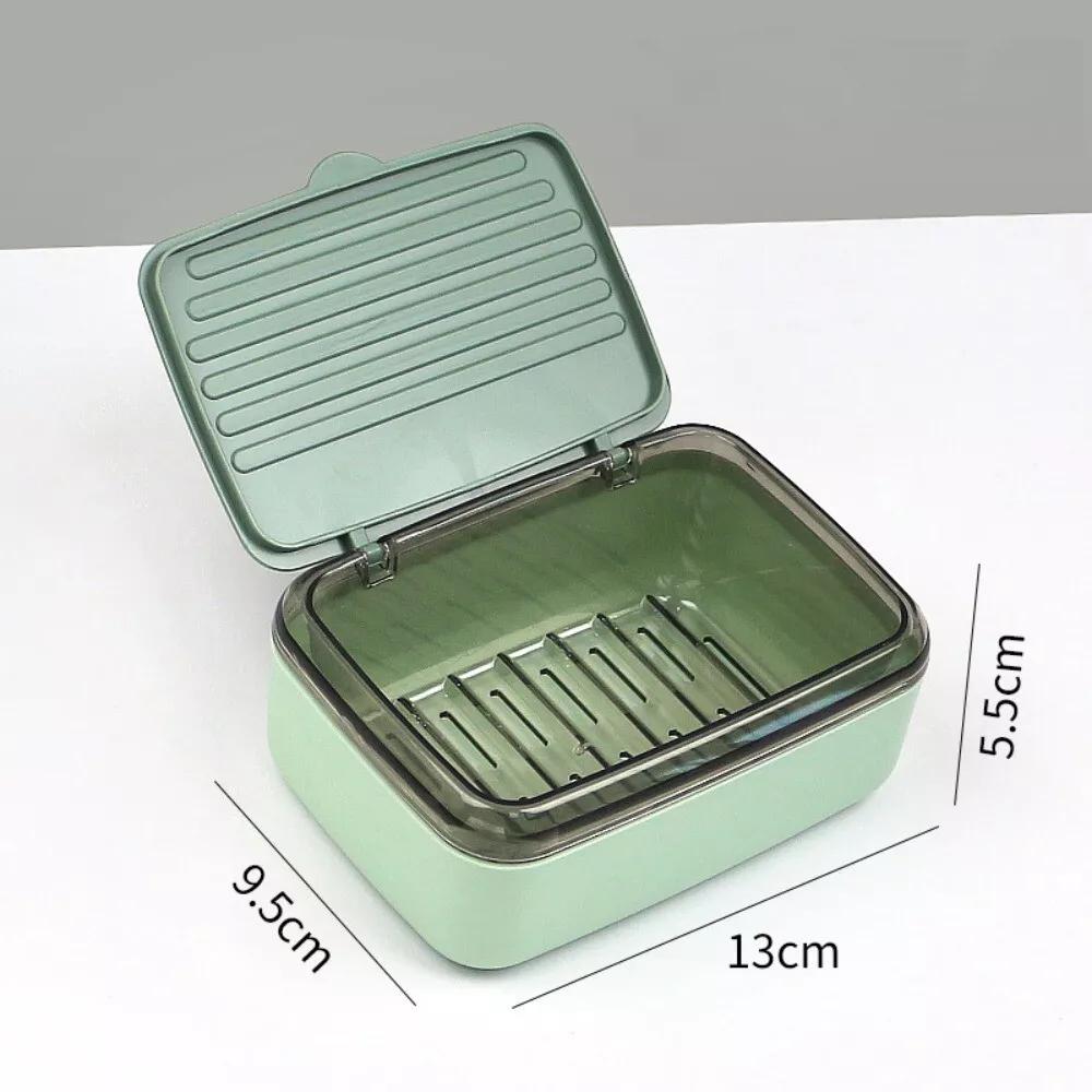 2025 Hot Double-layer Soap Box Household Bathroom Non-punching Hollow Drain Soap Box with Cover Dust Soap Box Holder
