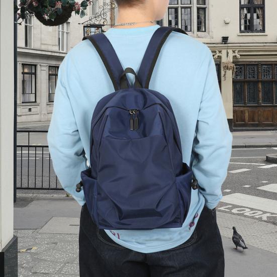 Solid Color Backpack for Men And Women Oxford Fabric Waterproof School Bag