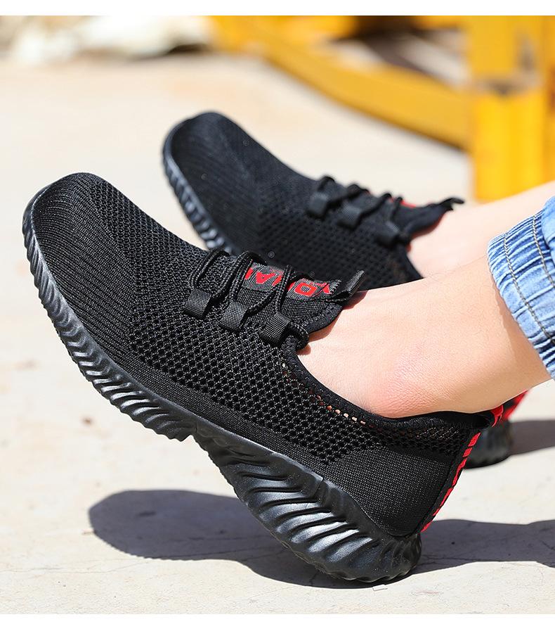 Anzhi Letnie Oddychające Buty Bezpieczeństwa z Podnoskiem Stalowym - Lekkie, Odporne na Zgniecenia, Odporne na Przebicie Buty Robocze.