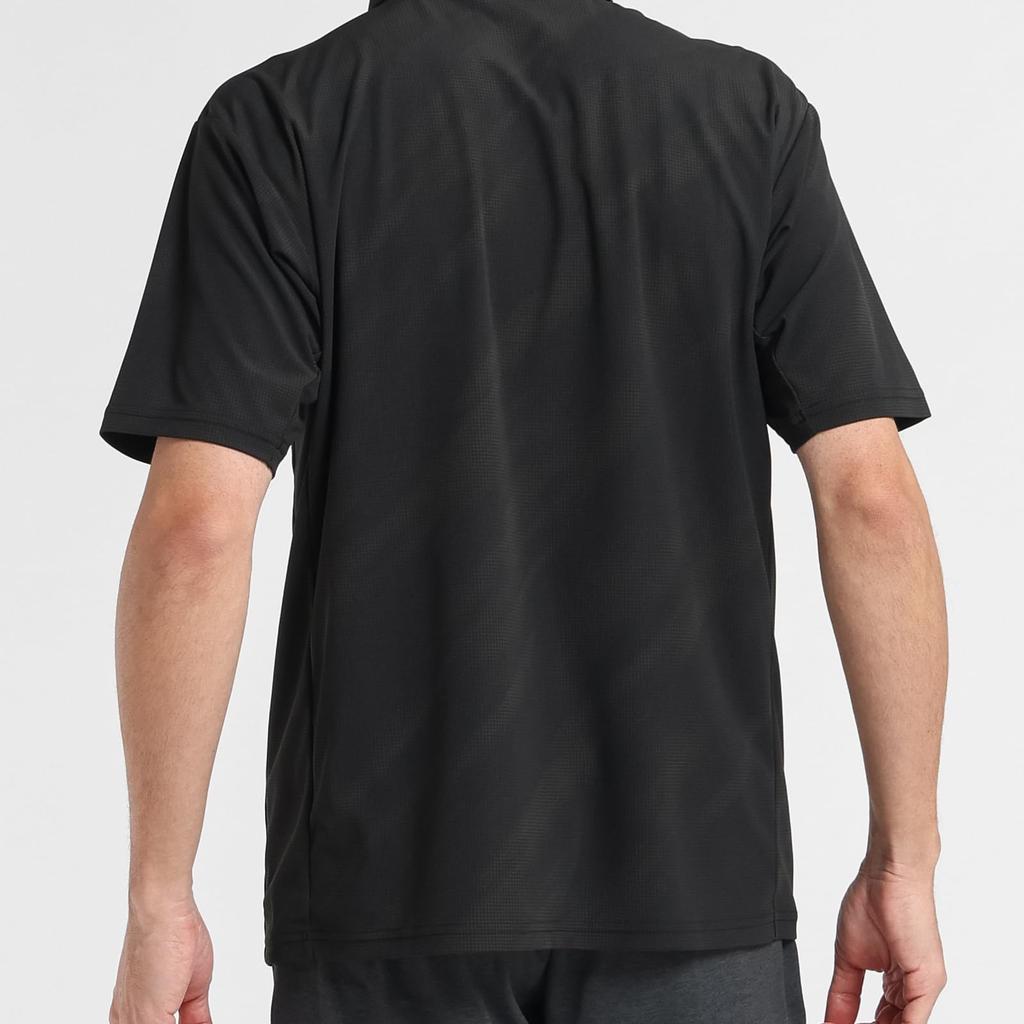 Move Sports Descente SUNSCREEN Mini Pique Polo Short Cooling UV Moisture Quick BK00 Men's Shirt, Sleeve, All-Over Graphic, Function, Stretch,