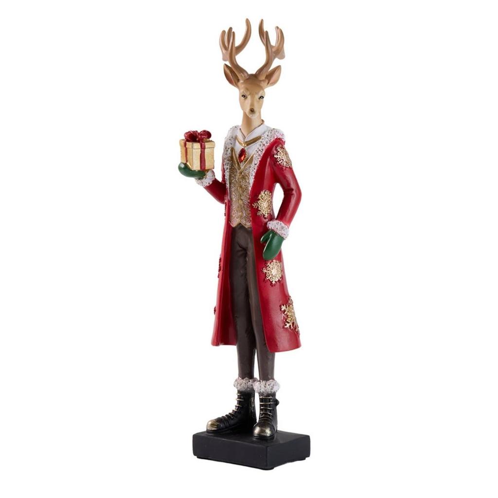 Decorative Figurine Carved Resin Deer with Branching Antlers Ornamental