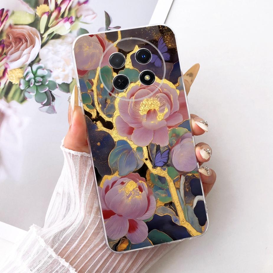 For Huawei Nova Y91 Case STG-LX1 STG-LX2 Stylish Bow Flowers Painted Cover Soft Silicone Case For Huawei Nova Y91 NovaY91 Fundas