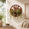 Wooden Hydroponic Planter Shelf Home Ornaments Retro Wall Mounted Planter Geometric Leaf Shape Flower Pot Home Decor